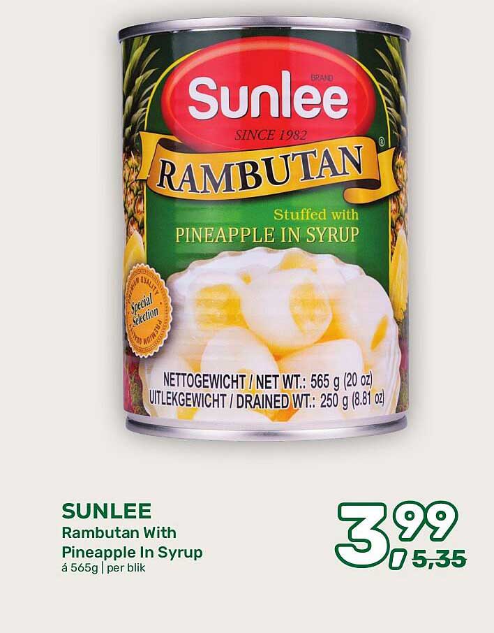 SUNLEE Rambutan With Pineapple In Syrup á 565g | per blik