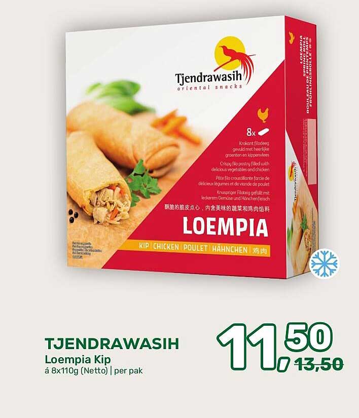 TJENDRAWASIH Loempia Kip á 8x110g (Netto) | per pak