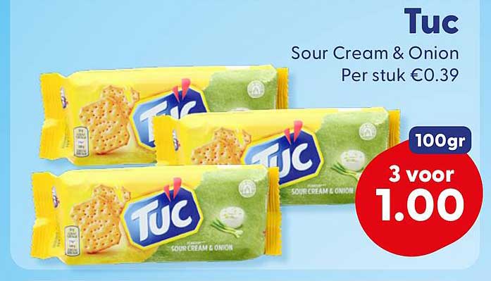 Tuc Sour Cream & Onion 100gr 3 voor 1.00