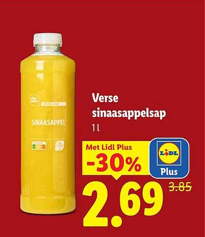 Verse sinaasappelsap 1 l Met Lidl Plus -30%