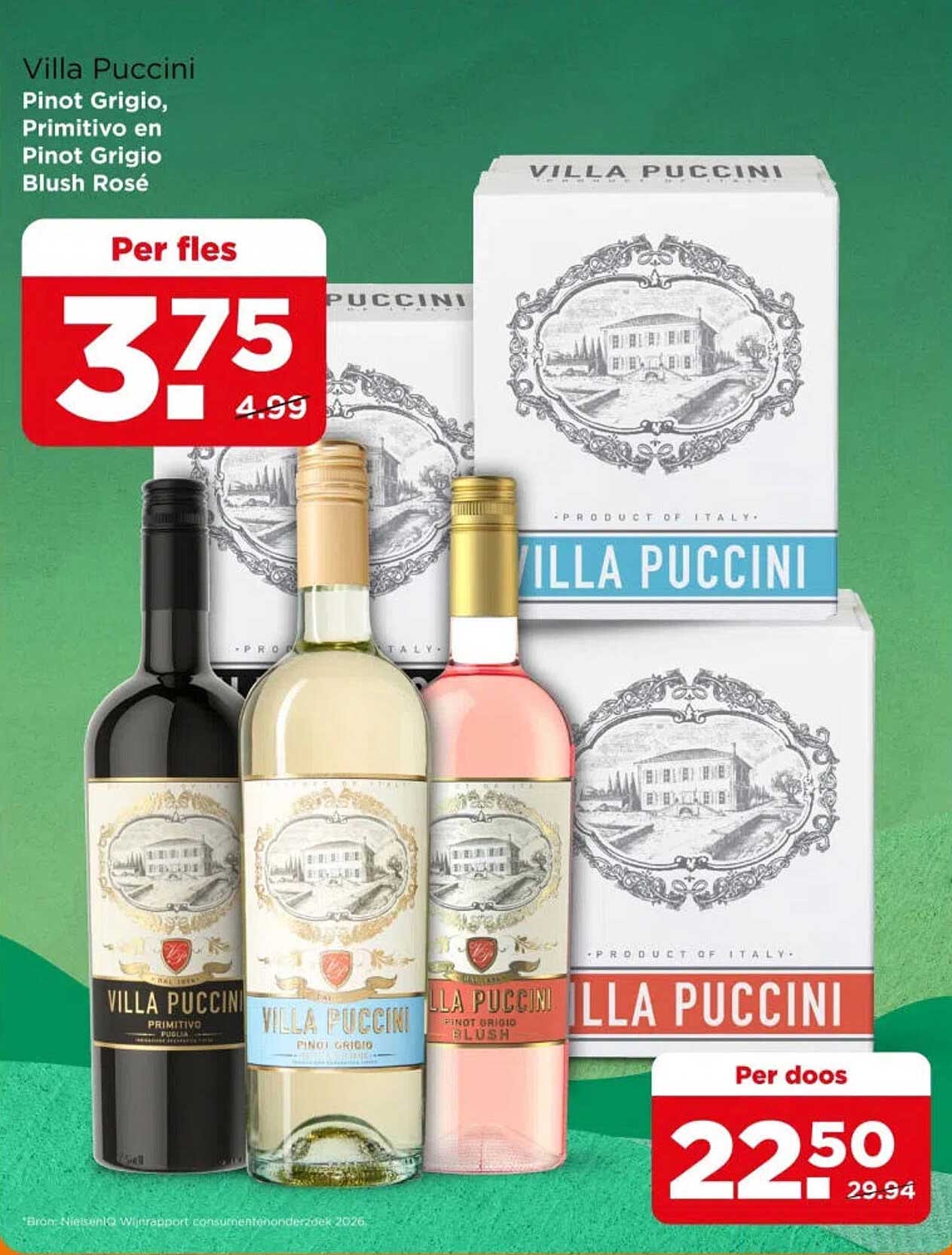 Villa Puccini Pinot Grigio, Primitivo en Pinot Grigio Blush Rosé