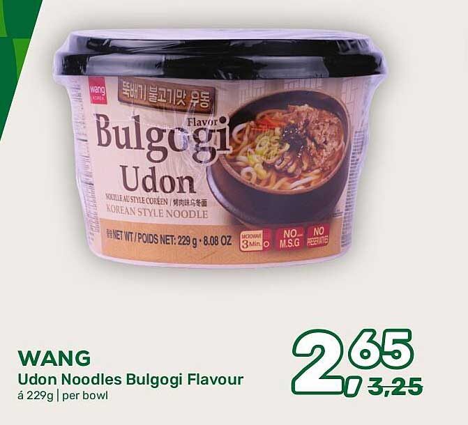 WANG Udon Noodles Bulgogi Flavour á 229g | per bowl
