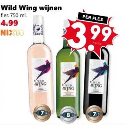 Wild Wing wijnen fles 750 ml. NIX18 PER FLES