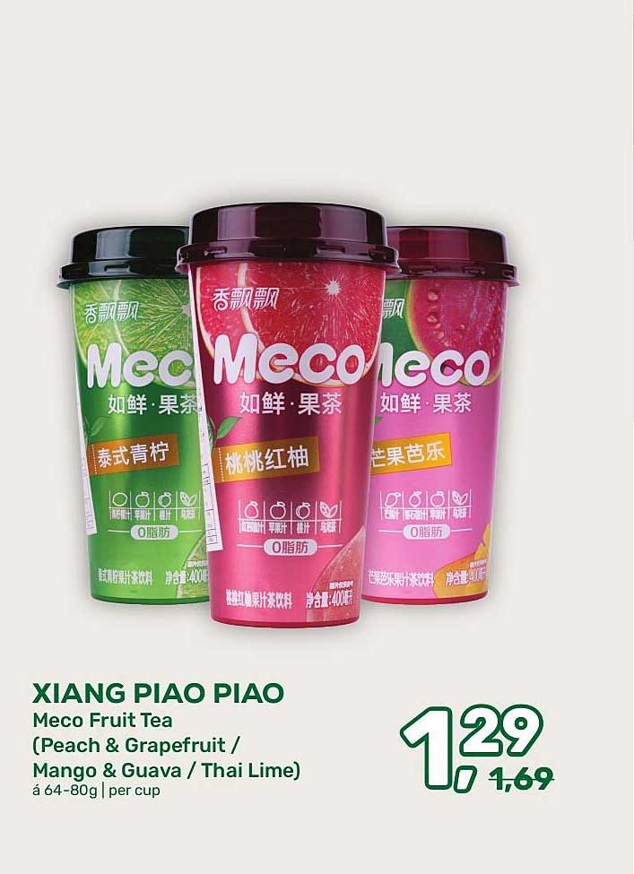 XIANG PIAO PIAO Meco Fruit Tea (Peach & Grapefruit / Mango & Guava / Thai Lime)