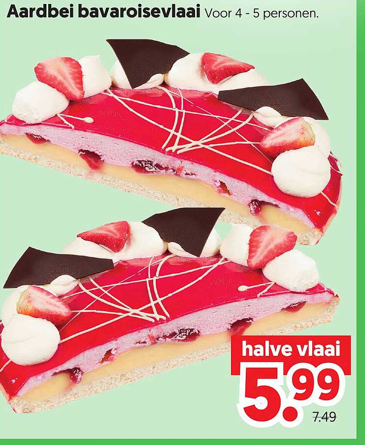 Aardbei bavaroisvlaai voor 4 - 5 personen halve vlaai