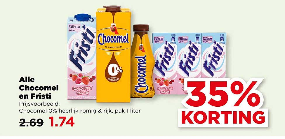 Alle Chocomel en Fristi 35% KORTING