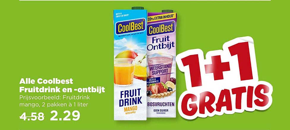 Alle Coolbest Fruitdrink en -ontbijt 1+1 GRATIS