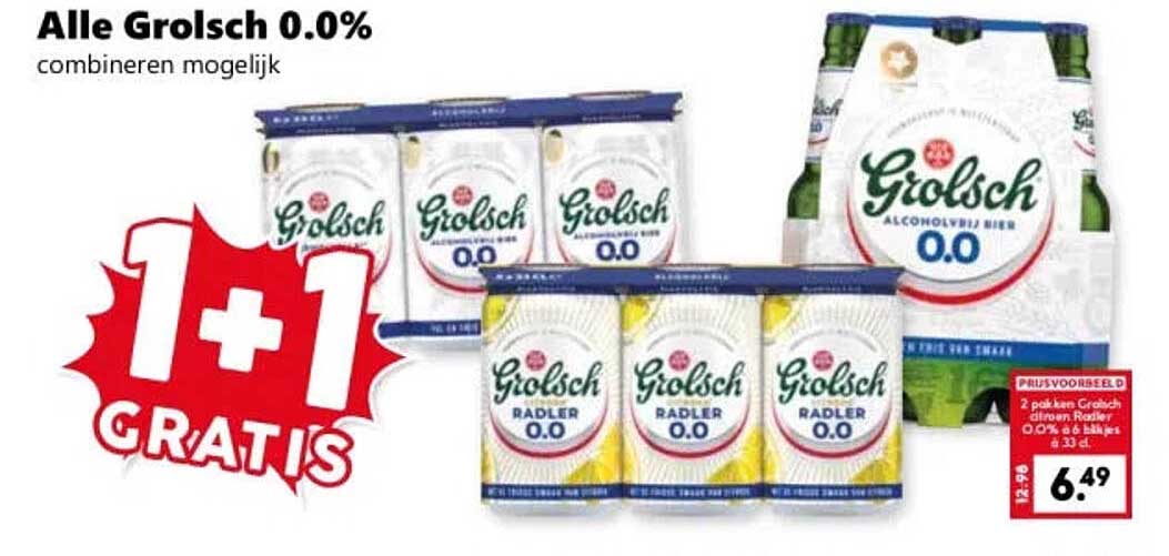 Alle Grolsch 0.0% combineren mogelijk 1+1 GRATIS