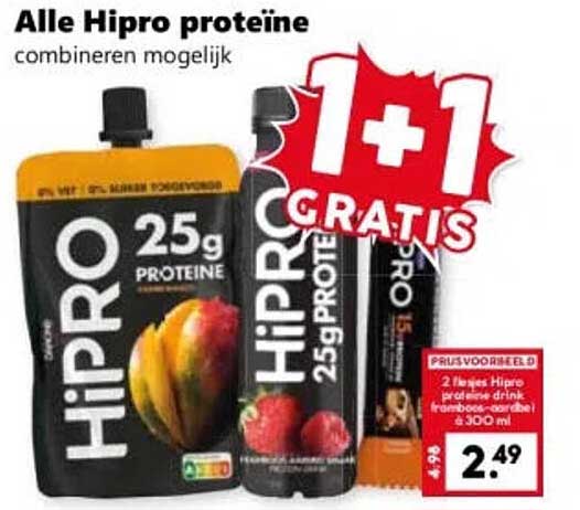 Alle Hipro proteïne combineren mogelijk 1+1 GRATIS