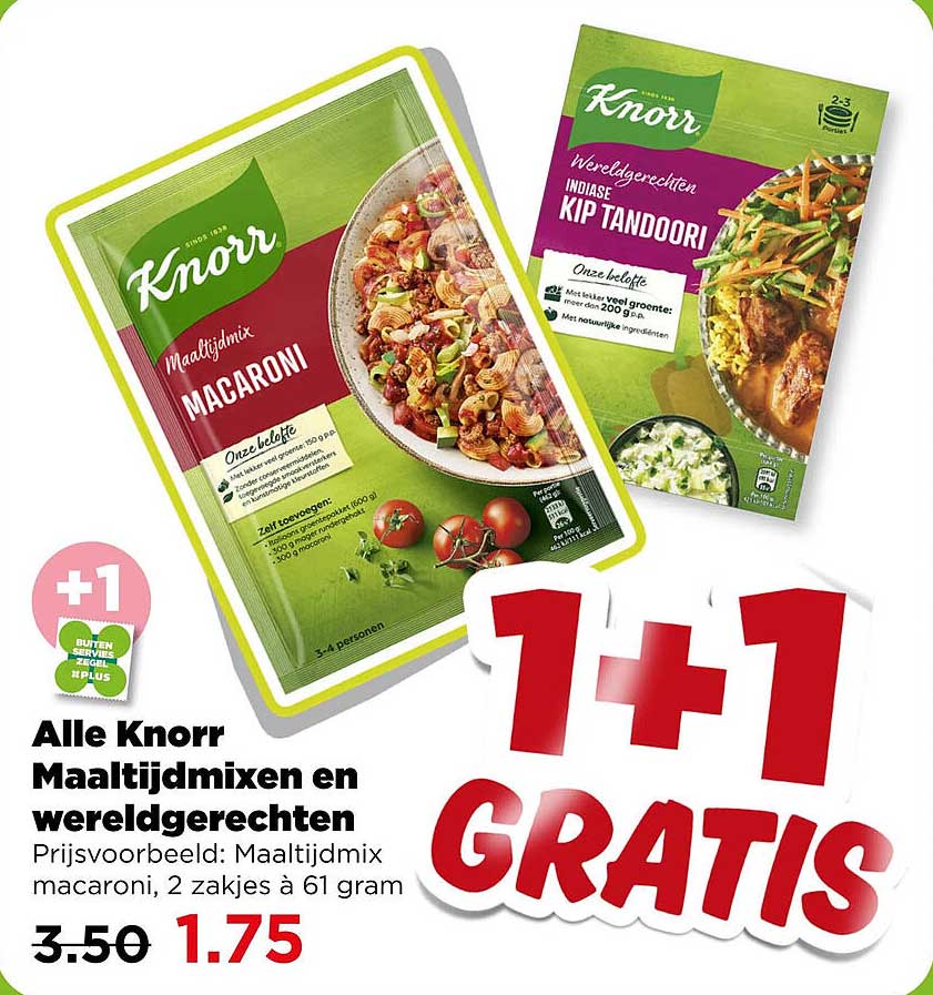 Alle Knorr Maaltijdmixen en wereldgerechten 1+1 GRATIS