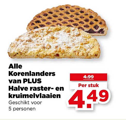 Alle Korenlanders van PLUS Halve raster- en kruimelvlaaien Geschikt voor 5 personen