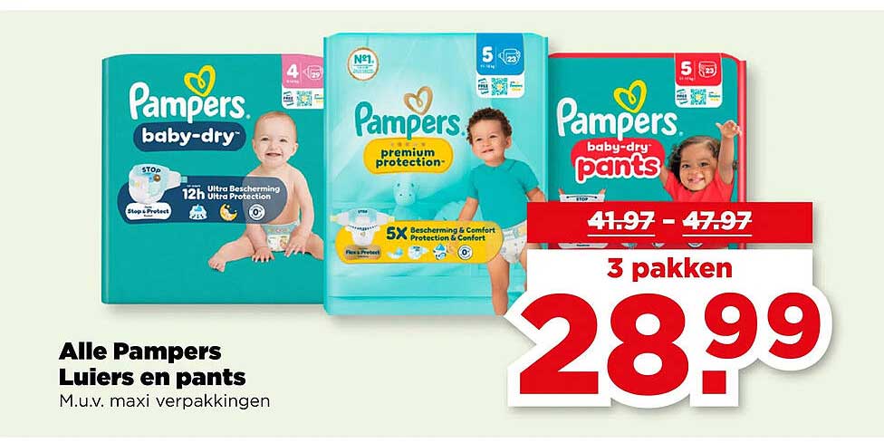 Alle Pampers Luiers en pants M.u.v. maxi verpakkingen