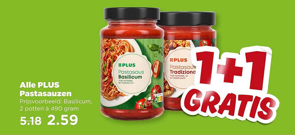 Alle PLUS Pastasauzen 1+1 gratis
