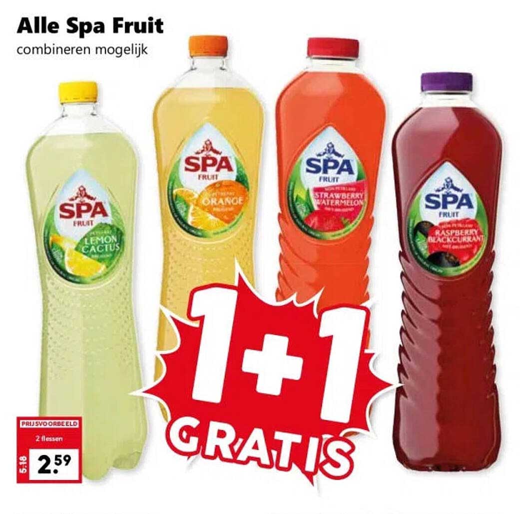 Alle Spa Fruit combineren mogelijk 1+1 GRATIS