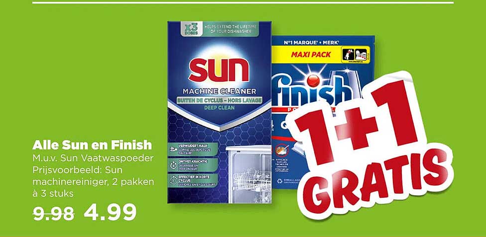 Alle Sun en Finish 1+1 GRATIS