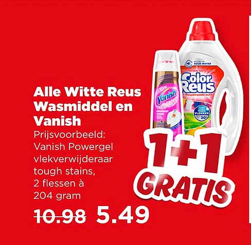 Alle Witte Reus Wasmiddel en Vanish 1+1 GRATIS