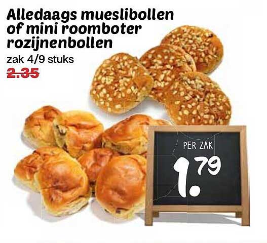 Alledaags mueslibollen of mini rozijnenbollen