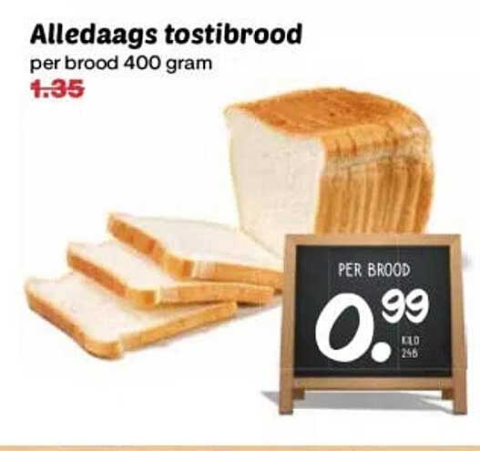 Alledaags tostिबrood per brood 400 gram