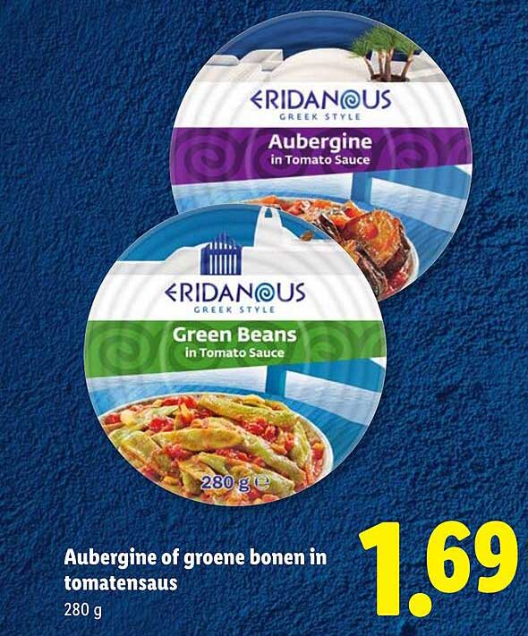 Aubergine of groene bonen in tomatensaus