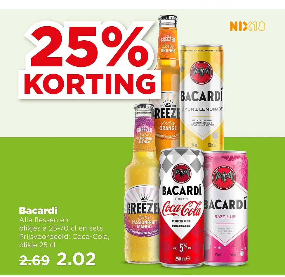 Bacardi 25% korting