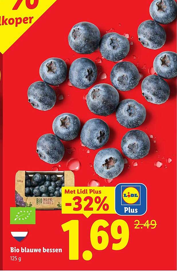 Bio blauwe bessen 125 g -32%