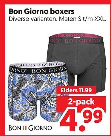 Bon Giorno boxers Diverse varianten. Maten S t/m XXL. 2-pack