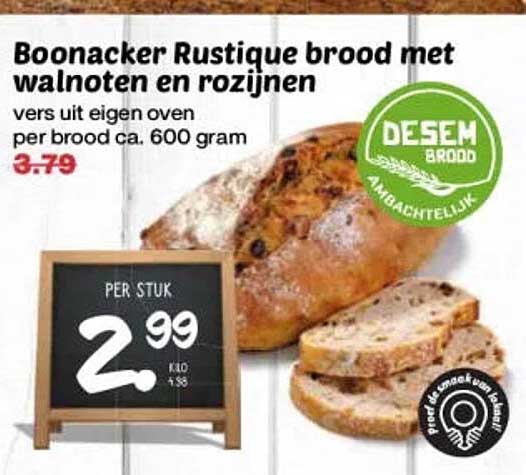 Boonacker Rustique brood met walnoten en rozijnen