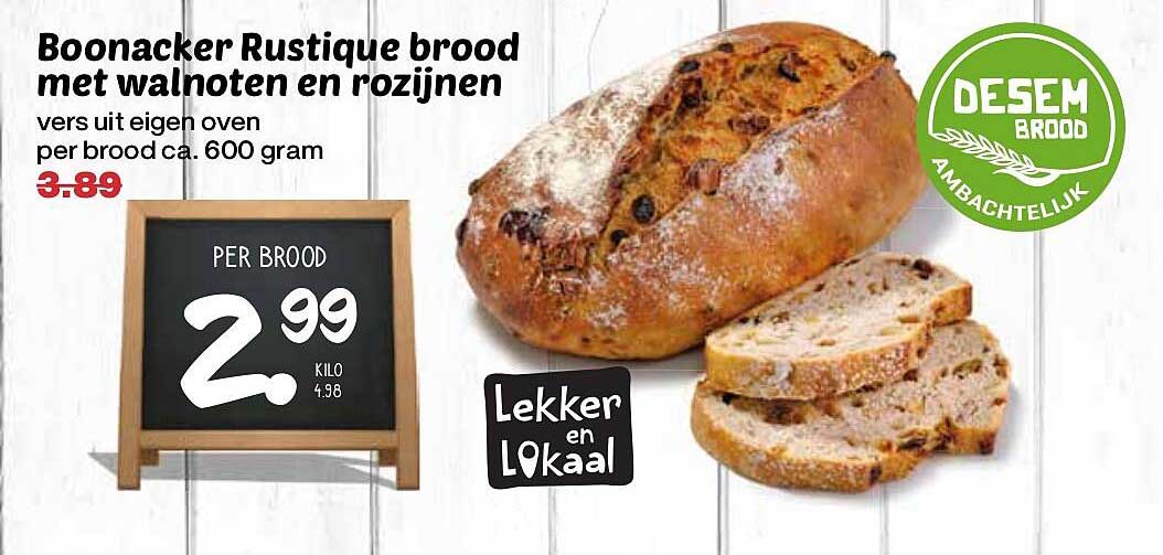 Boonacker Rustique brood met walnoten en rozijnen