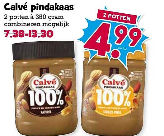 Calvé pindakaas 2 potten à 350 gram combineren mogelijk 2 POTTEN