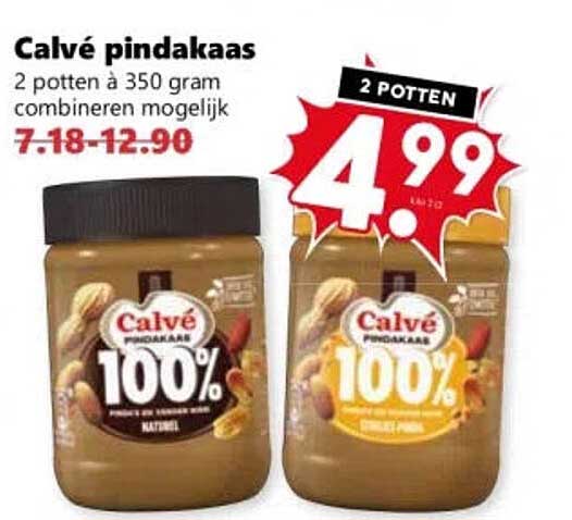 Calvé pindakaas 2 potten à 350 gram combineren mogelijk 2 POTTEN