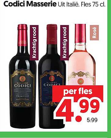 Codici Masserie Uit Italië. Fles 75 cl.