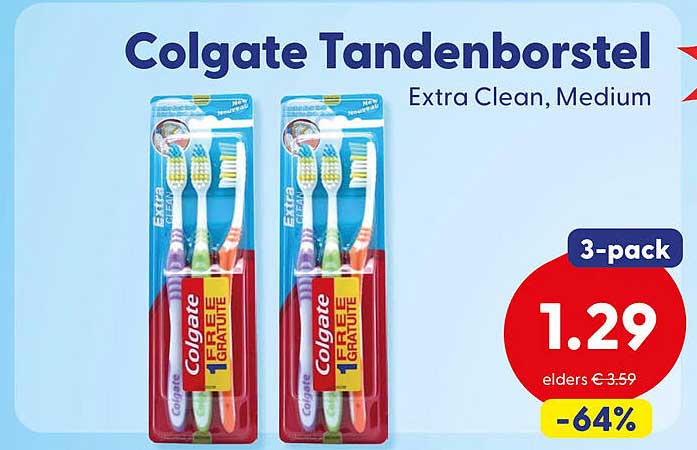 Colgate Tandenborstel Extra Clean, Medium 3-pack
