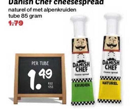 Danish Chef cheeespread naturel of met alpenkruiden tube 85 gram