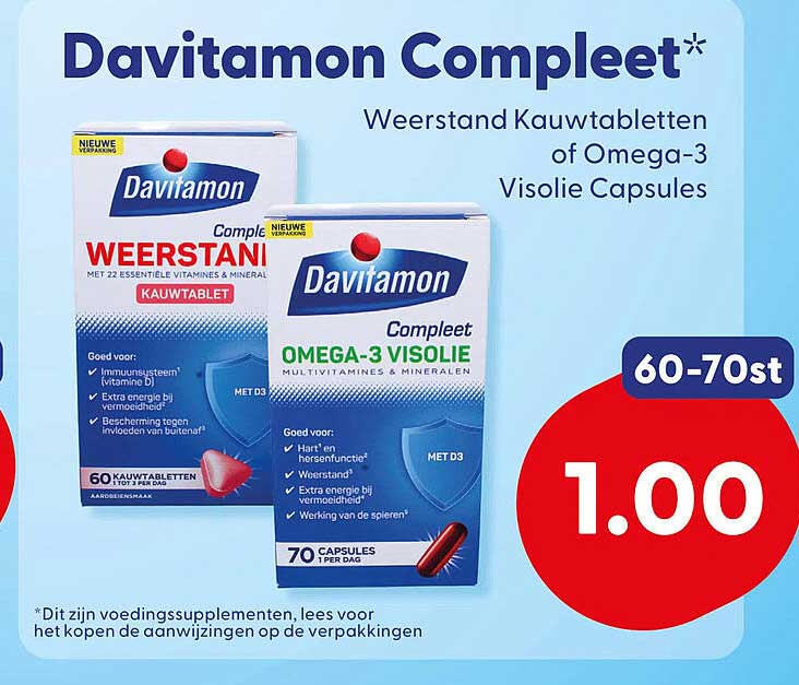 Davitamon Compleet* Weerstand Kauwtabletten of Omega-3 Visolie Capsules