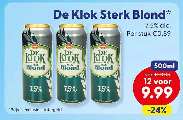 De Klok Sterk Blond* 500ml -24%