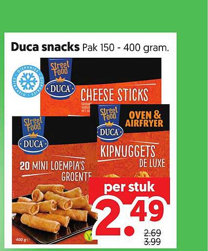Duca snacks Pak 150 - 400 gram.