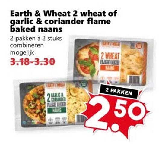 Earth & Wheat 2 wheat of garlic & coriander flame baked naans