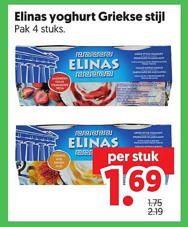 Elinas yoghurt Griekse stijl Pak 4 stuks. per stuk
