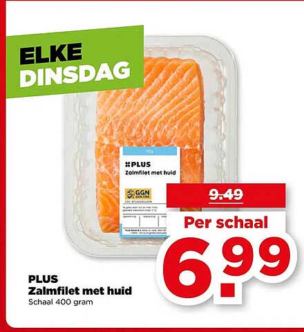 ELKE DINSDAG PLUS Zalmfilet met huid