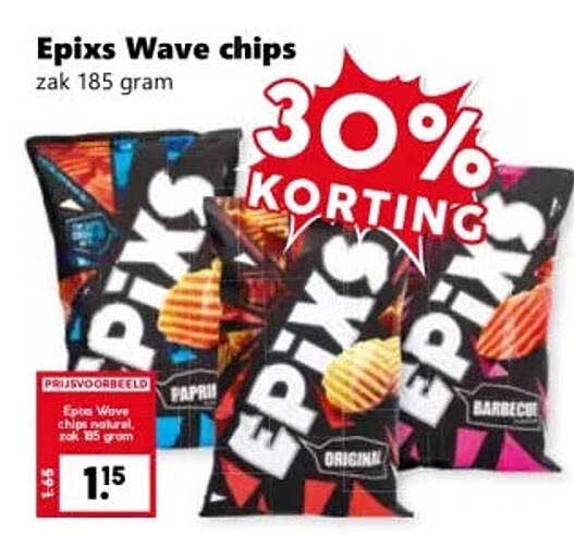 Epix Wave chips zak 185 gram 30% korting