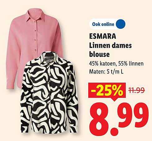 ESMARA Linnen dames blouse -25%