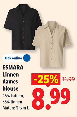 ESMARA Linnen dames blouse -25%