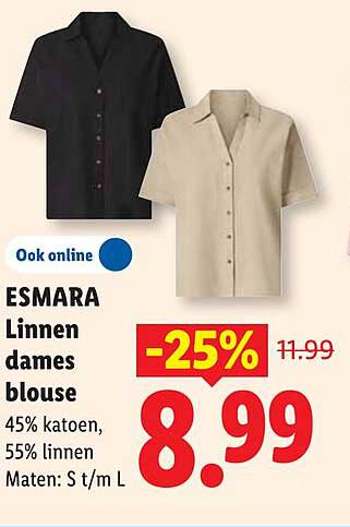 ESMARA Linnen dames blouse -25%