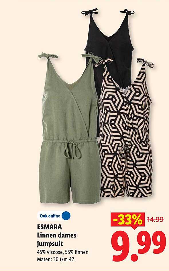 ESMARA Linnen dames jumpsuit