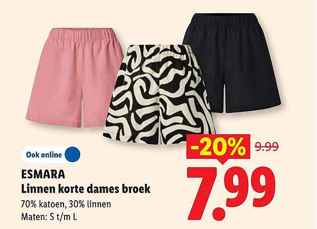 ESMARA Linnen korte dames broek -20%