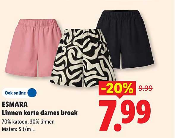ESMARA Linnen korte dames broek -20%