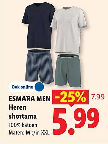 ESMARA MEN Heren shortama -25%