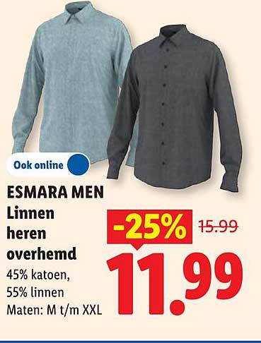 ESMARA MEN Linnen heren overhemd -25%