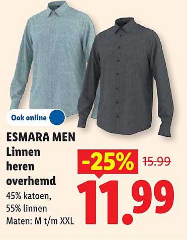 ESMARA MEN Linnen heren overhemd -25%