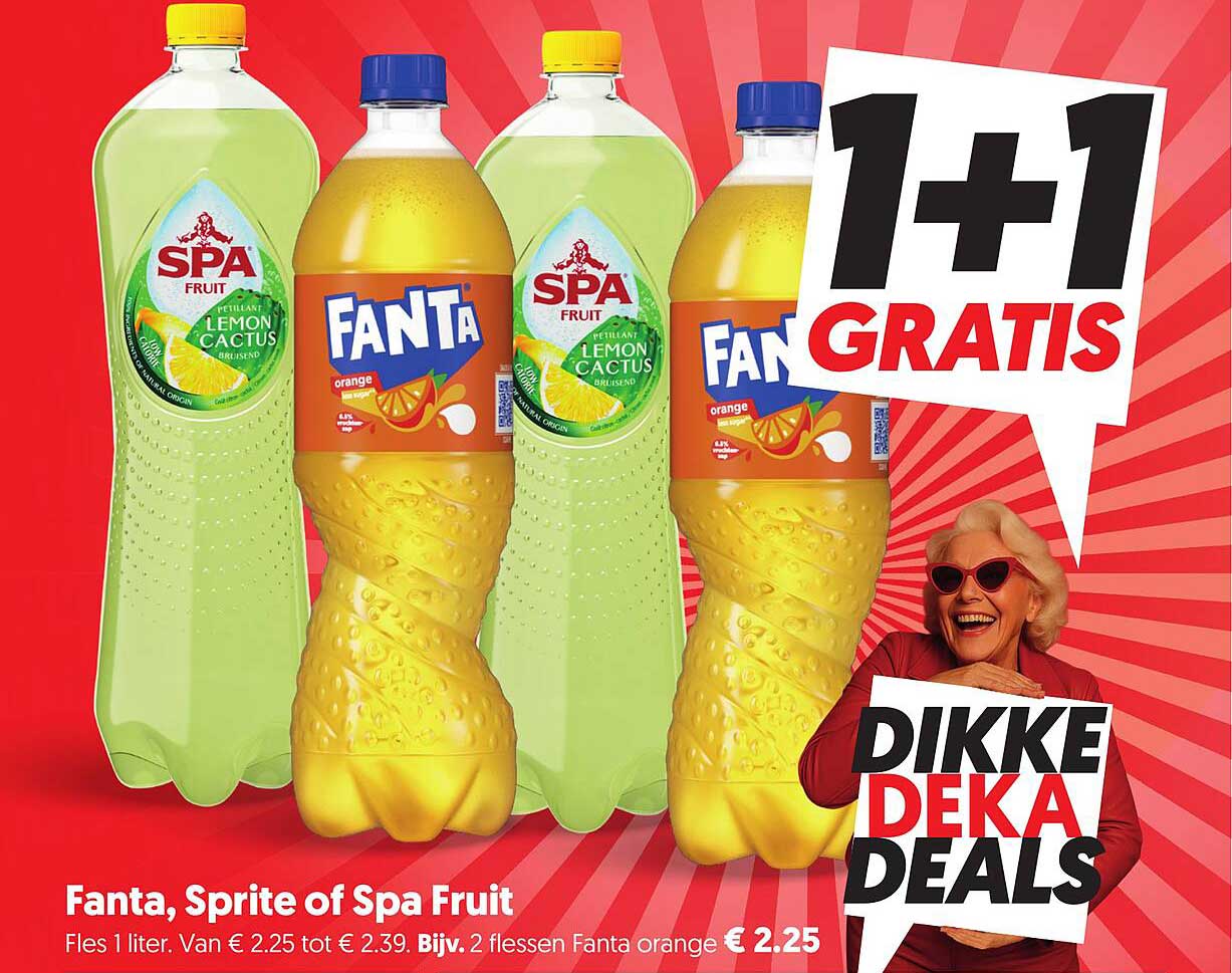 Fanta, Sprite of Spa Fruit 1+1 GRATIS